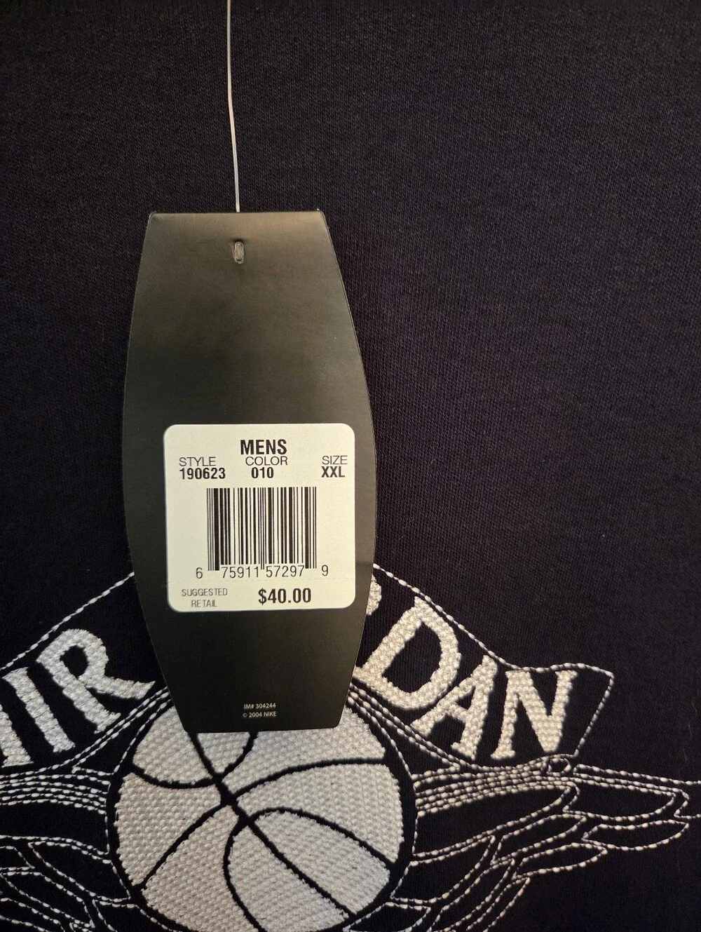 🔥Vintage 2004 Air Jordan Wings Logo Embroidered T-Shirt Men’s XXL Black NWT